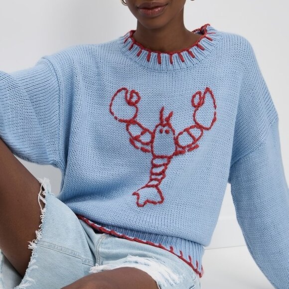 Bailey Rose Lobster Sweater Small Blue/Red - Picture 2 of 16